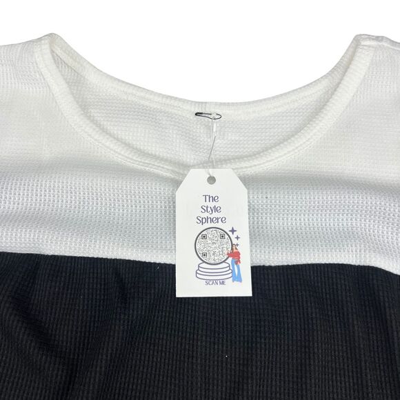 Blouse Women Boutique Colorblock Contrast Panel Flowy Leopard Ruffle Cuff Sleeve - Picture 10 of 16